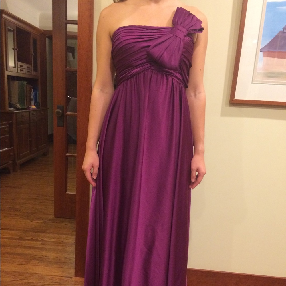 Purple silk floor length dress